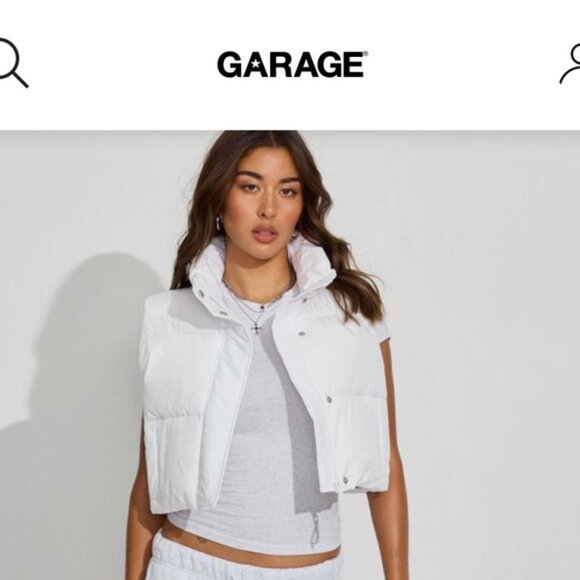 Garage White Mini Puff Vest - Picture 1 of 5